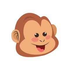 monkey smiling, cartoon icon over white background. colorful design. vector illustration