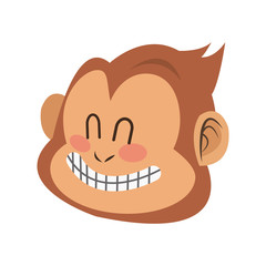 monkey smiling, cartoon icon over white background. colorful design. vector illustration