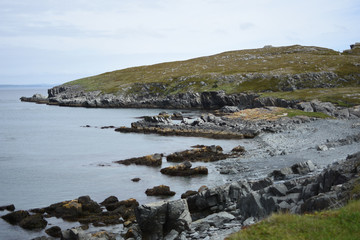 Rugged Newfoundland coastline on a cloudy day