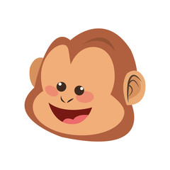 monkey smiling, cartoon icon over white background. colorful design. vector illustration