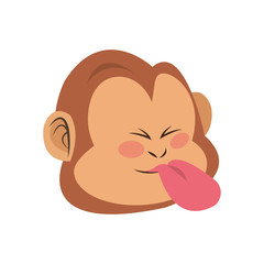 Monkey showing tongue cartoon icon over white background. colorful design. vector illustration