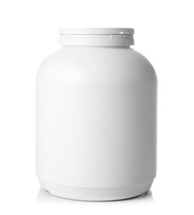 White plastic jar on white background