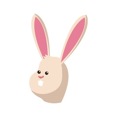 cute bunny animal, cartoon icon over white background. colorful design. vector illustration