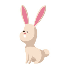 cute bunny animal, cartoon icon over white background. colorful design. vector illustration