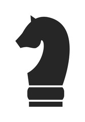 Knight. Flat black icon, object of chess pieces. Vector illustration