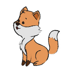cute fox animal, cartoon icon over white background. vector illustration