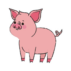 cute pig animal, cartoon icon over white background. vector illustration