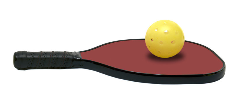 Isolated Pickelball Paddle and Ball