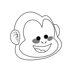 Monkey smiling, cartoon icon over white background. vector illustration