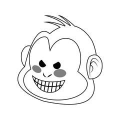 Monkey smiling, cartoon icon over white background. vector illustration