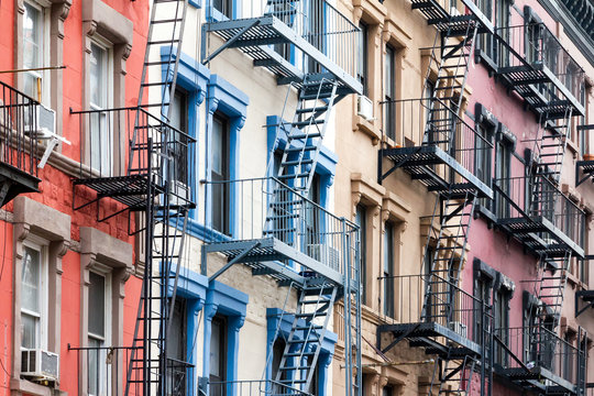 Fototapeta Colorful row of buildings in Greenwich Village New York City NYC