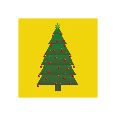 yellow square frame with christmas tree design vector illustration