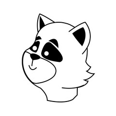 cute raccoon animal, cartoon icon over white background. vector illustration