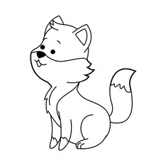 cute fox animal, cartoon icon over white background. vector illustration