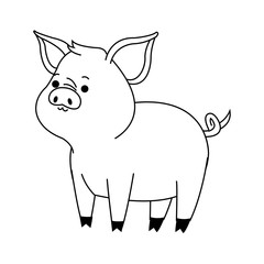 cute pig animal, cartoon icon over white background. vector illustration