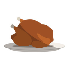 roasted chicken icon over white background. colorful design. vector illustration