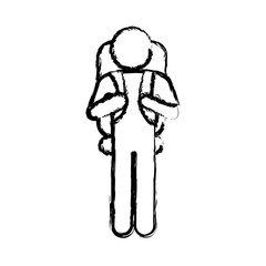 blurred silhouette pictogram male with parachute vector illustration