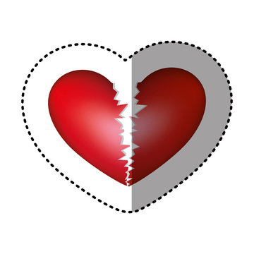 sticker realistic picture colorful broken heart vector illustration