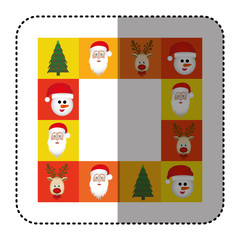 sticker colorful square christmas frame decorative vector illustration