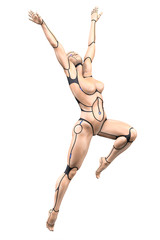 Portrait of dancing cyborg girl