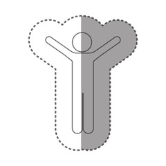 sticker silhouette pictogram male with open arms vector illustration