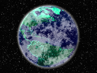 illustrated earth with the night sky background