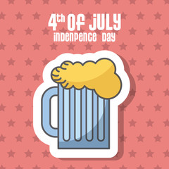 usa indepence day card with beer jar icon over red background. colorful design. vector illustration