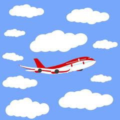 Airplane in the sky icon, vector