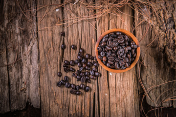 coffee seed on wood