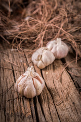 garlic on wood