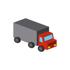 cargo truck isometric icon over white background. colorful design. vector illustration
