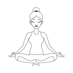 woman doing yoga, cartoon icon over white background. vector illustration