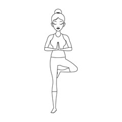 woman doing yoga, cartoon icon over white background. vector illustration