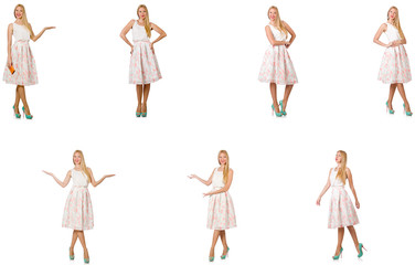 Woman in fashion looks isolated on white