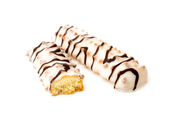 Chocolate stick on white background