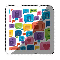sticker colorful pattern formed by dialogue social icons vector illustration