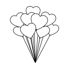 balloons in heart shape icon over white background. vector illustration