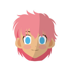 anime girl face icon over white background. colorful design. vector illustration