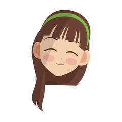 anime girl face icon over white background. colorful design. vector illustration