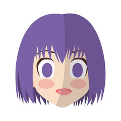 anime girl face icon over white background. colorful design. vector illustration