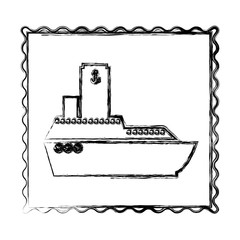 blurred contour frame of vessel and background dotted vector illustration