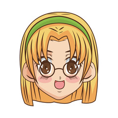 anime girl face icon over white background. colorful design. vector illustration