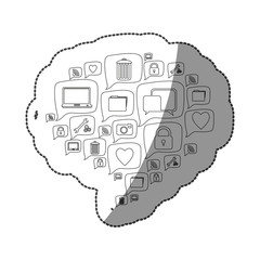 sticker pattern dialog shape formed by callout social icons vector illustration