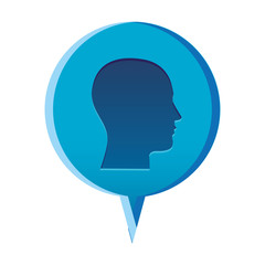 colorful relief circular speech with silhouette male head vector illustration