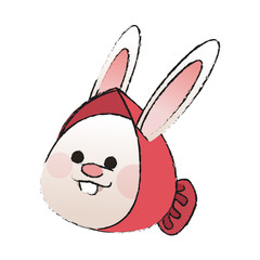 cute rabbit icon over white background. happy easter concept. colorful design. vector illustration