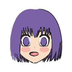anime girl face icon over white background. colorful design. vector illustration