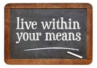 Live within your means blackboard sign