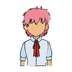 anime girl wearing school uniform, icon over white background. colorful design. vector illustration