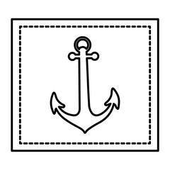 silhouette square shape frame with anchor vector illustration