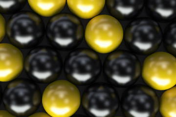 Pattern of black and yellow spheres